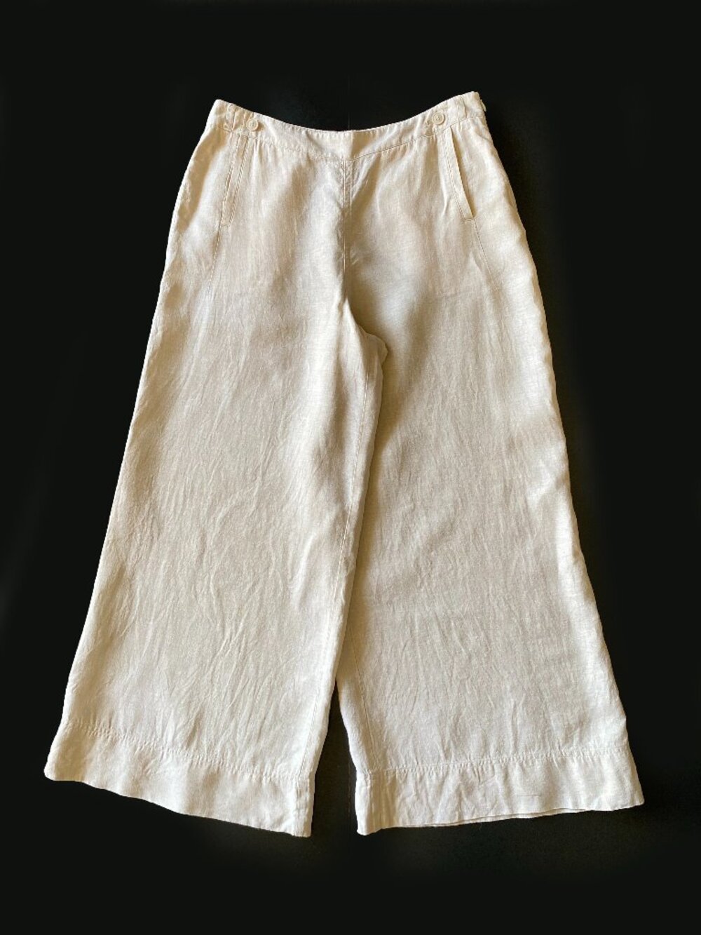 POETRY Ivory Wide Leg Side Zip Trousers Linen Blend Womens